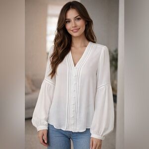Express White V-Neck Blouse, size S. New with tag.